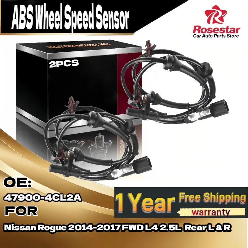 

New 2PCS Auto Rear LH & RH ABS Wheel Speed Sensor 47900-4CL2A for Nissan Rogue 2014-2017 FWD L4 2.5L