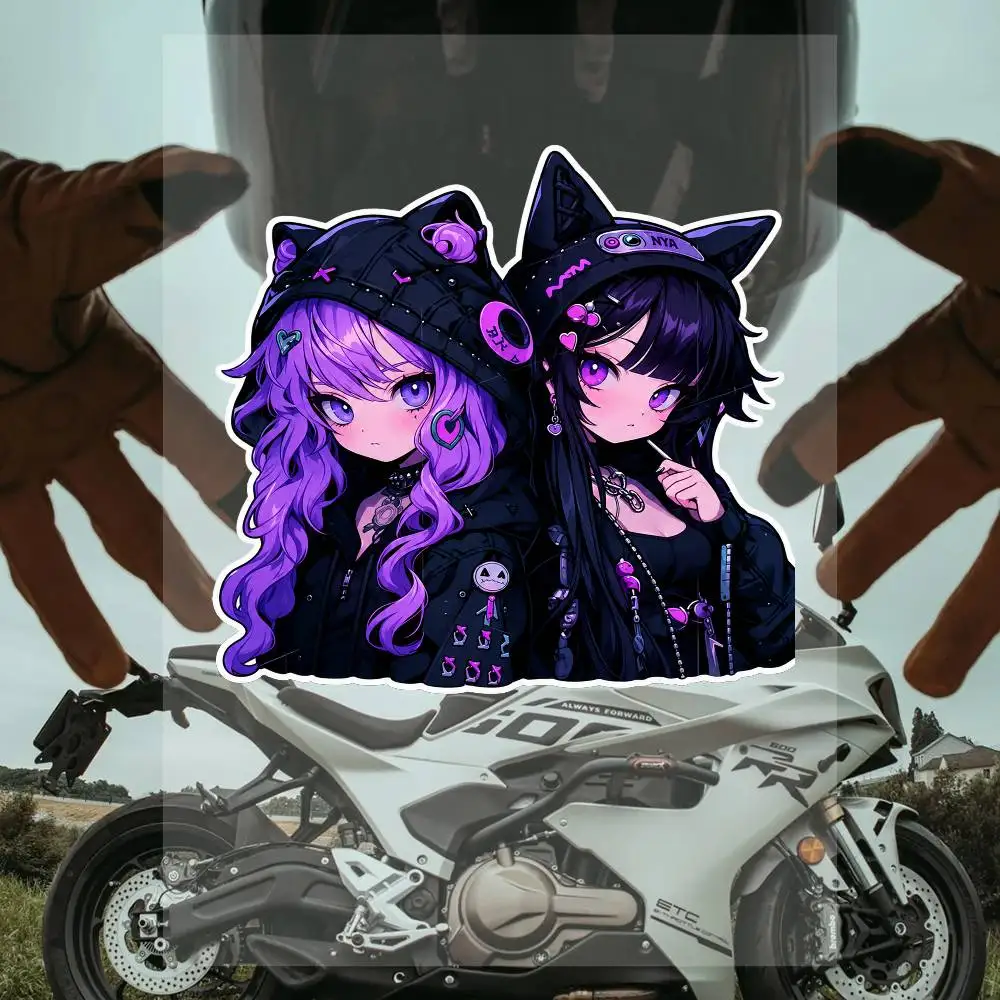 Anim-e Girl Racing Motorcycle Stickers Set Waterproof Vinyl Decals For Helmet Motorcycle Car Laptop Skateboard Luggage