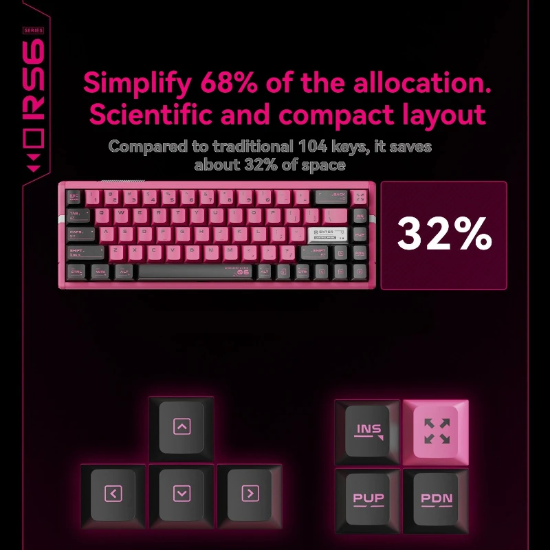 ATK RS6 Magnetic Switch Keyboard Customized Wired Single-mode Aluminum 0.08ms RGB Ergonomic E-sports Game Mechanical Keyboard