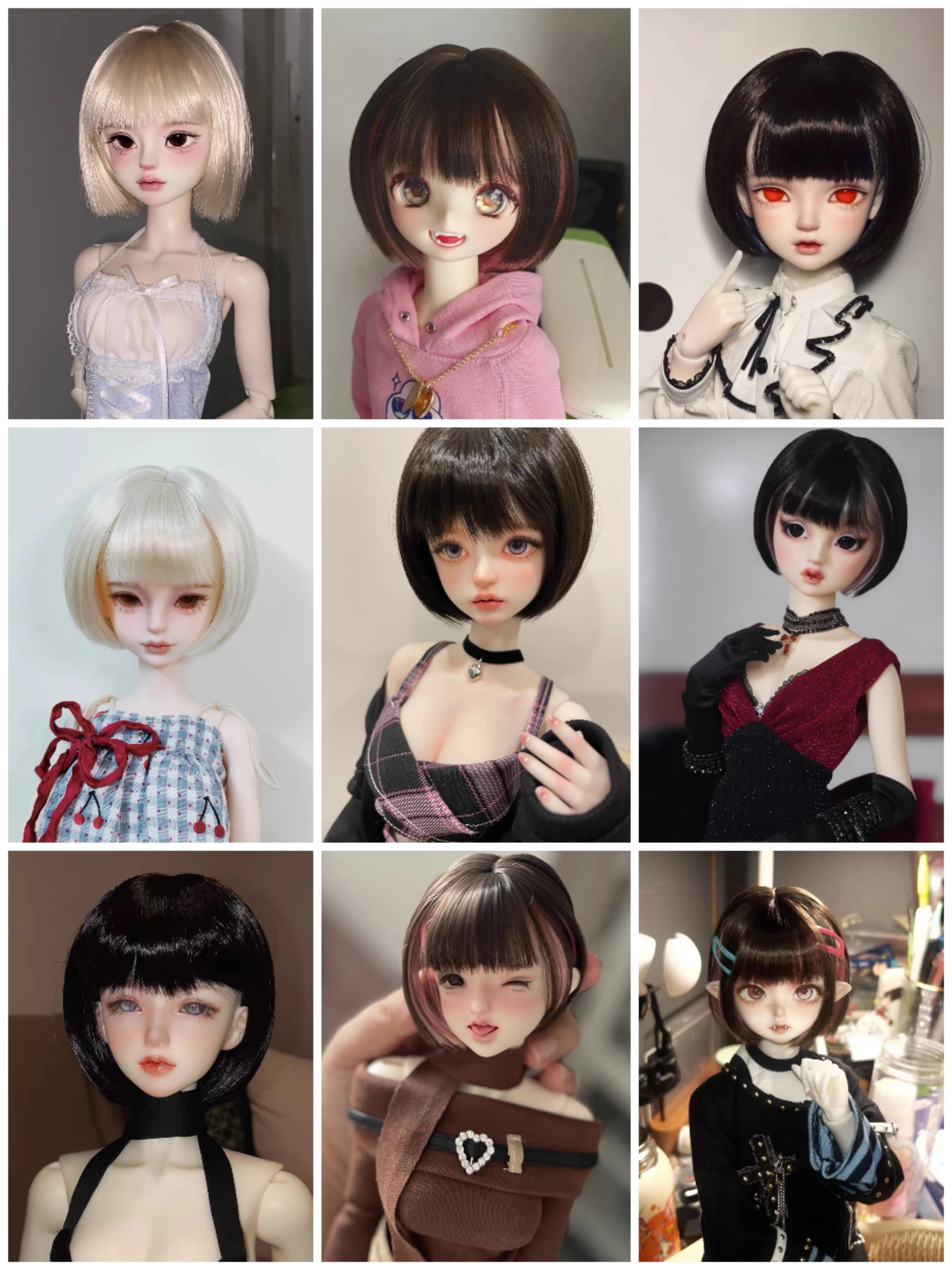 Фото Парики для кукол BJD, высокотемпературные короткие прямые волосы для 1/3 1/4 1/6 MSD MDD, аксессуары для волос для девочек, подарок «сделай сам»