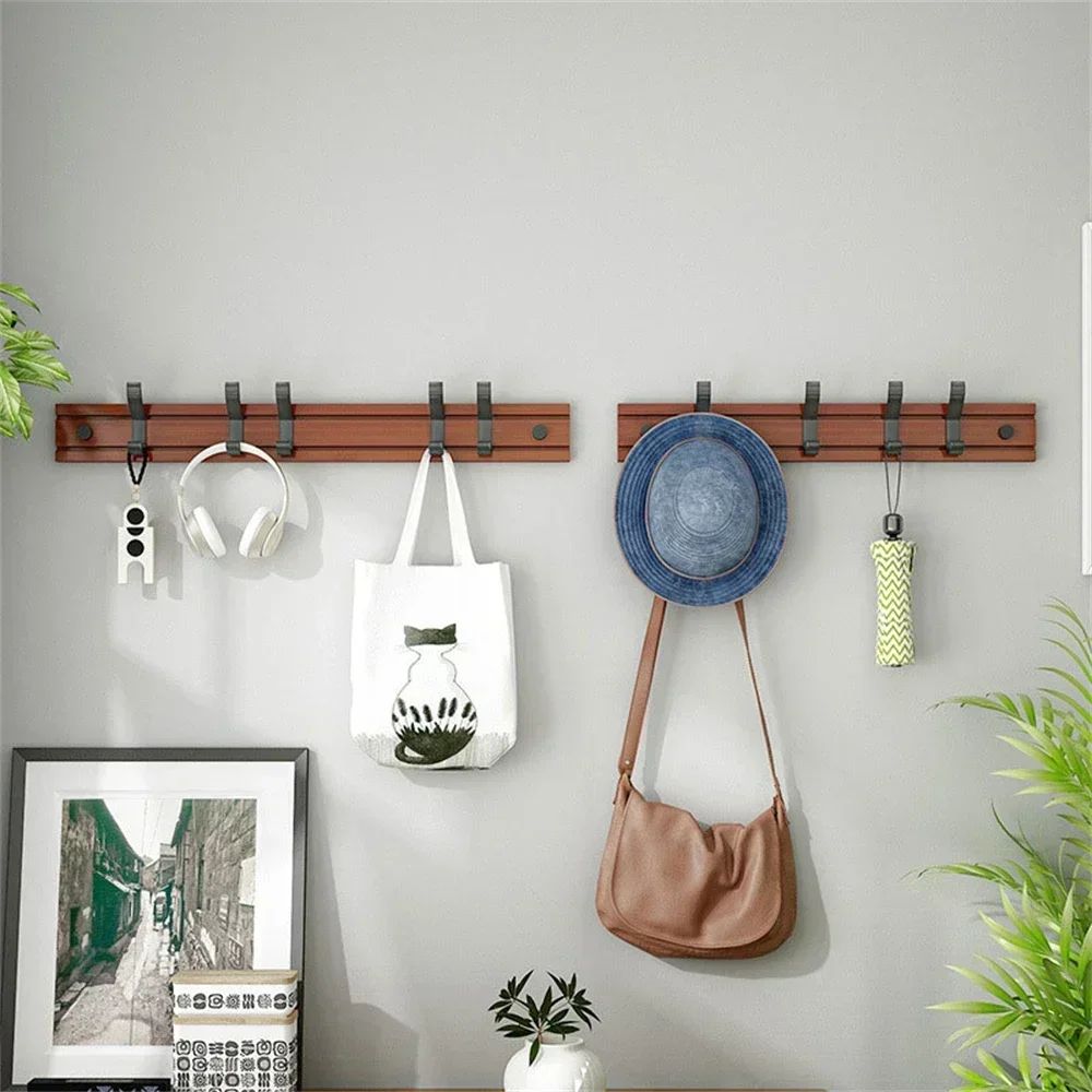 

Hangers Hat Key Storage Holder Hallway Hanger Minimalist Furniture Nordic Bamboo Wall Mounted Coat Rack Removable Hooks Clothes