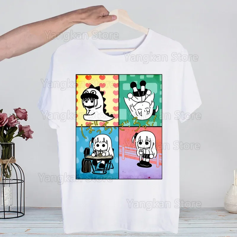 

Футболка Bocchi The Rock, новинка, забавная винтажная мужская футболка с круглым вырезом, женский топ с юмором, подарок, уличная одежда с юмором