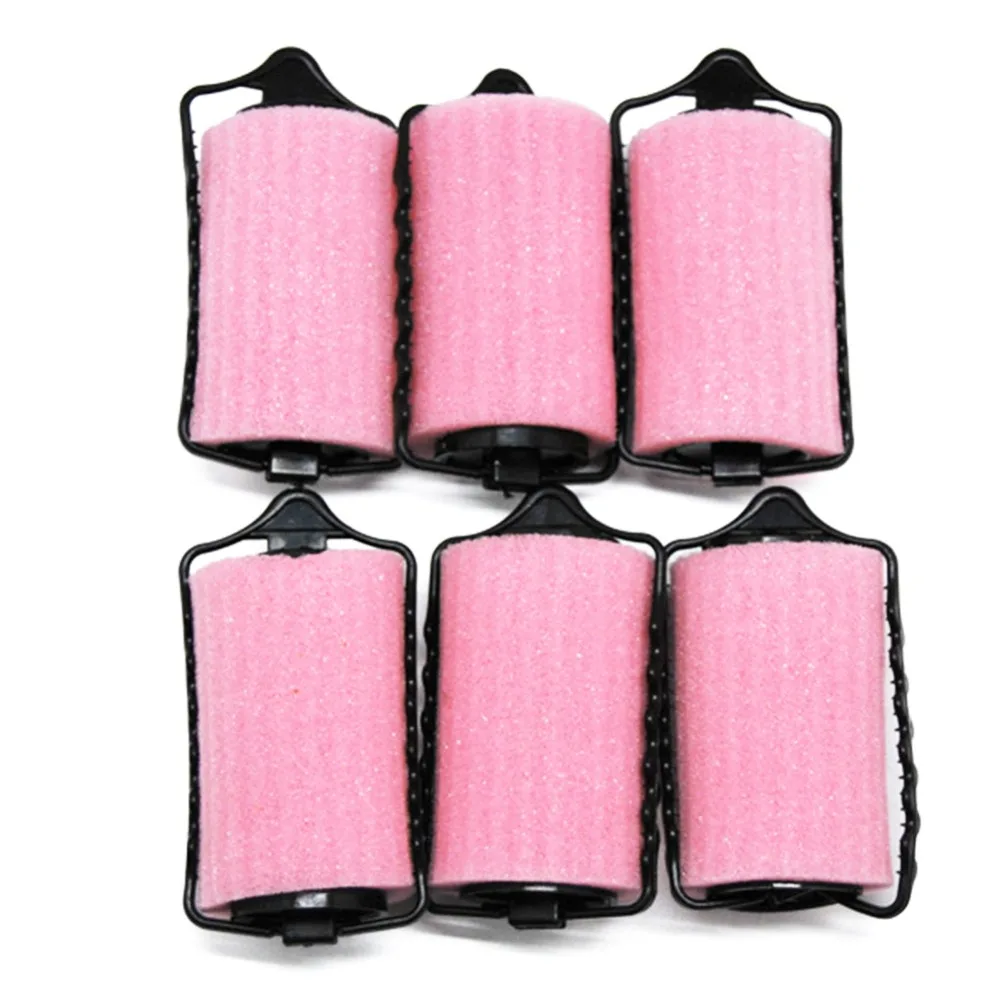 6PCS Soft Foam Material Sponge Hair Curlers Self Holding Design Large Size No-Heat Rollers Overnight Hair Rollers Home Use