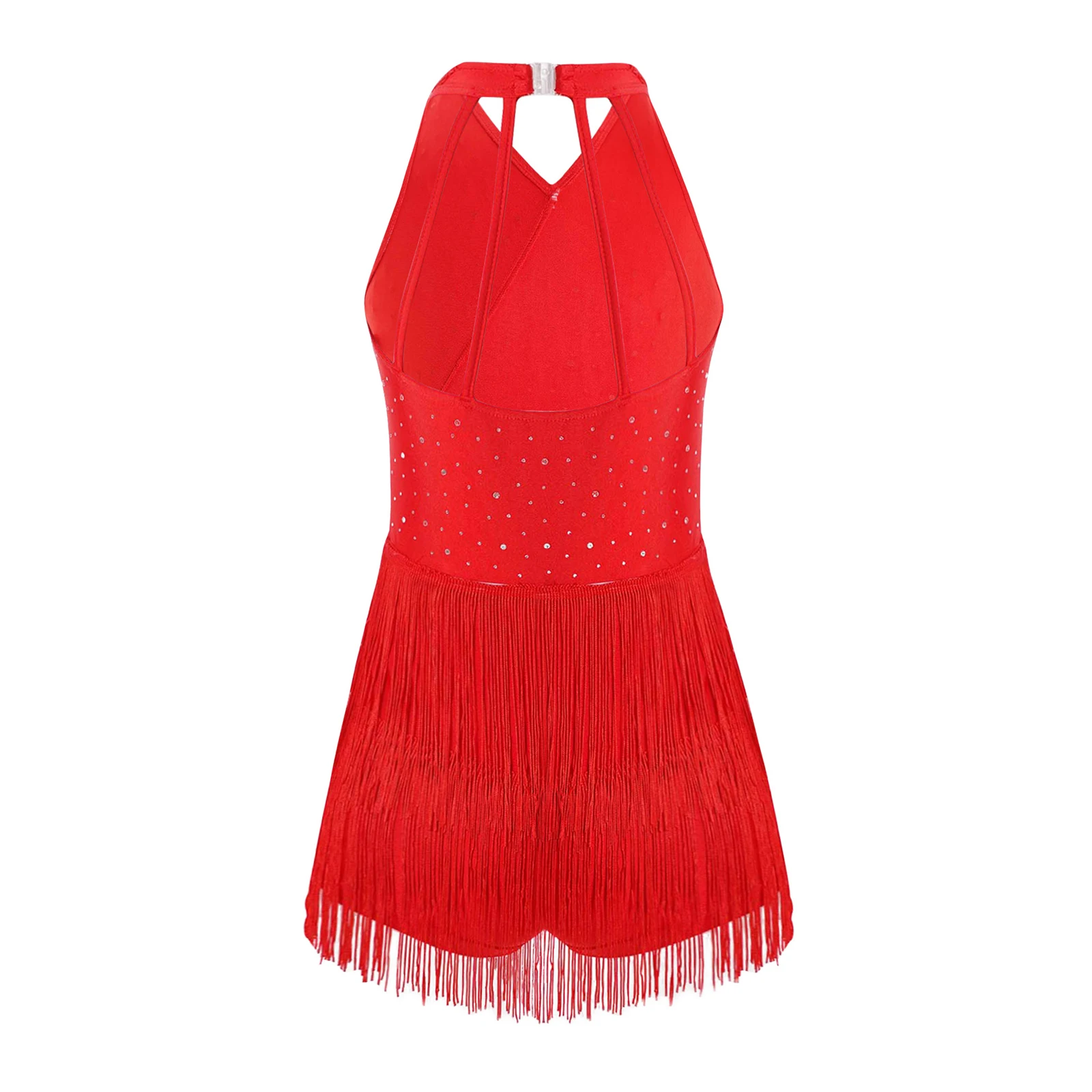 Kids Girls Latin Dance Dress Fringe Tassel Latin Dance Leotard Costume Ballroom Sumba Cha-cha Tango Stage Performance Dancewear