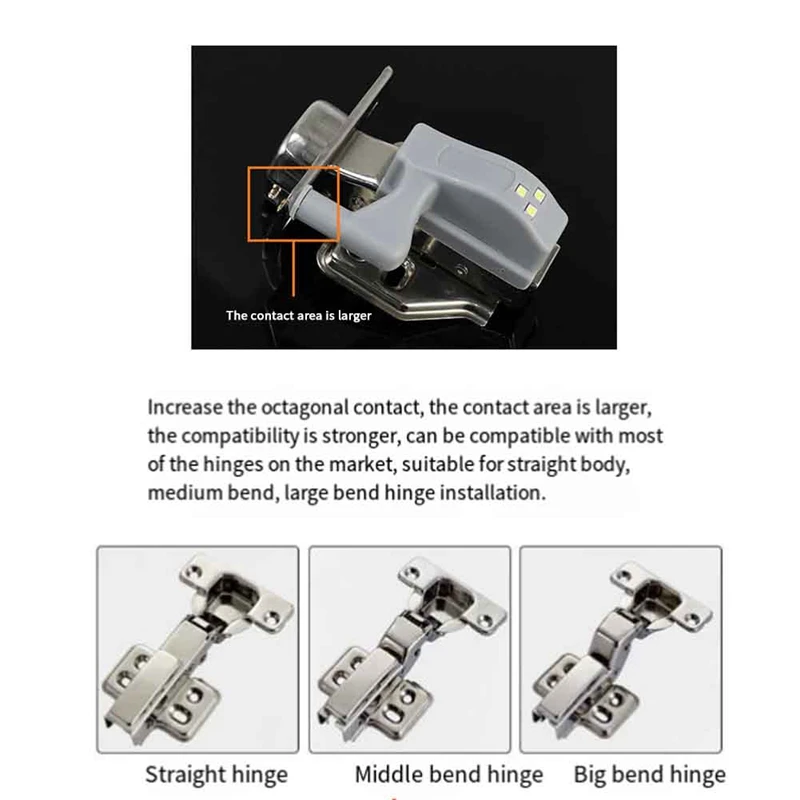 10 PCS LED Inner Hinge Lamp Wardrobe Hinge Light Under Cabinet Light ABS Cupboard Sensor Lights For Bedroom Kitchen Closet
