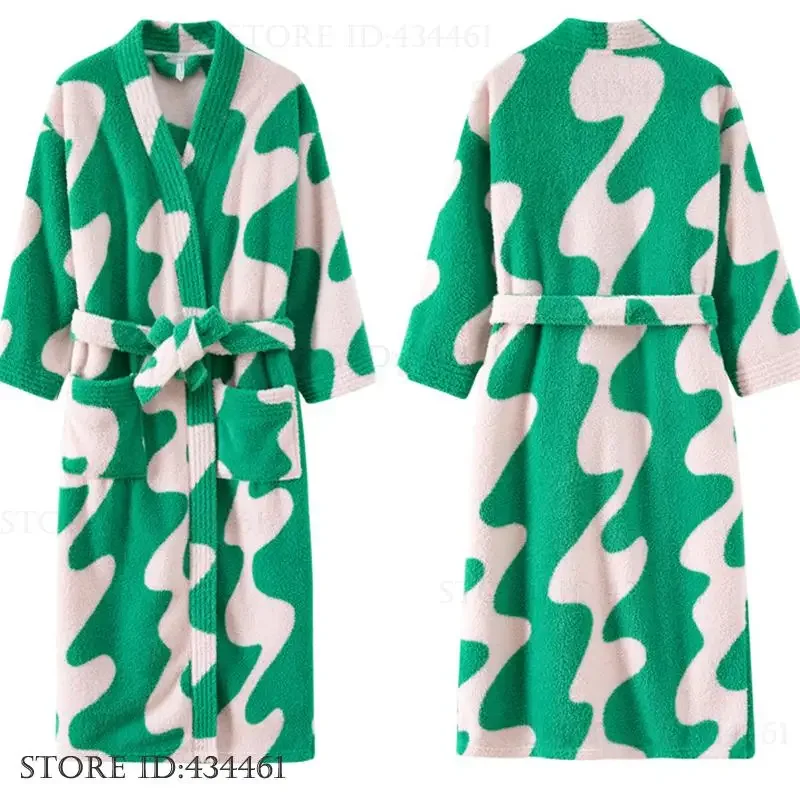 

Теплая фланелевая женская одежда для сна, зимнее утепленное домашнее платье из кораллового флиса, свободная ночная одежда, длинный халат, халат, кимоно, пеньюар