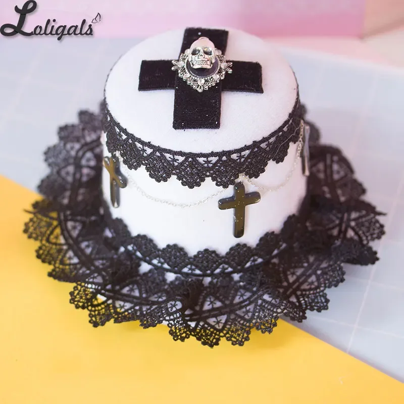 

Gothic Lolita Hair Accessories Moon Skull Mini Top Hat Lolita Hairpin