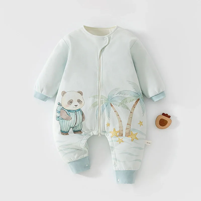 Fall Winter Toddler Girl Clothes Cartoon Cute Cotton Long Sleeve Warm Thick Romper Baby Boy Boutique Clothing Newborn Items B412