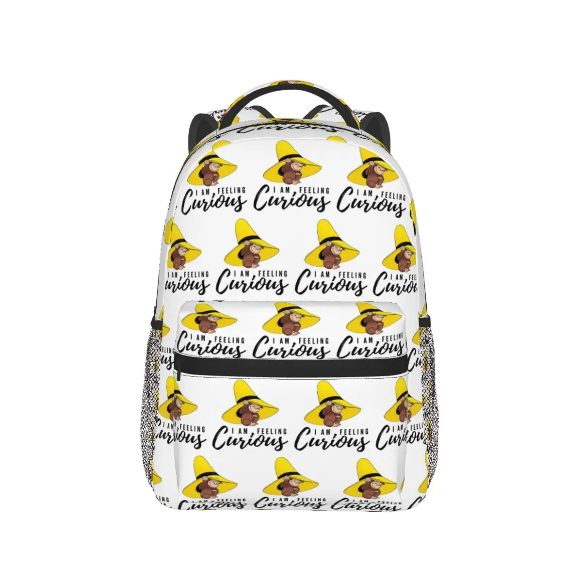 

Brown Curious Monkey With Yellow Hat Backpack Hot Sale Daypack Large Capacity Boys Girls BookBag School Bag Shoulder Bags