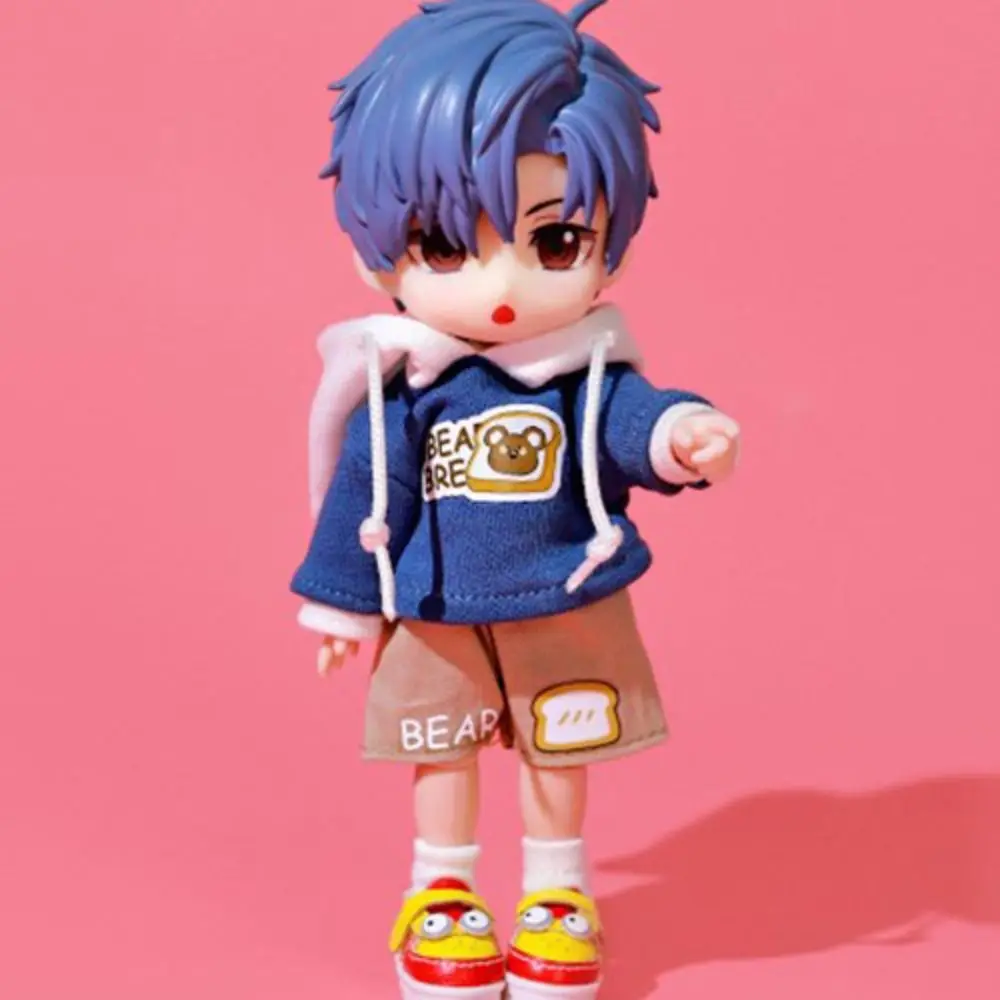 ชุดเสื้อฮู้ดตุ๊กตาแฟชั่น OB11 ชุดลำลองทำมือ ลายหมี ชุดกางเกงขาสั้นฮิปฮอป สำหรับตุ๊กตา BJD 1/12