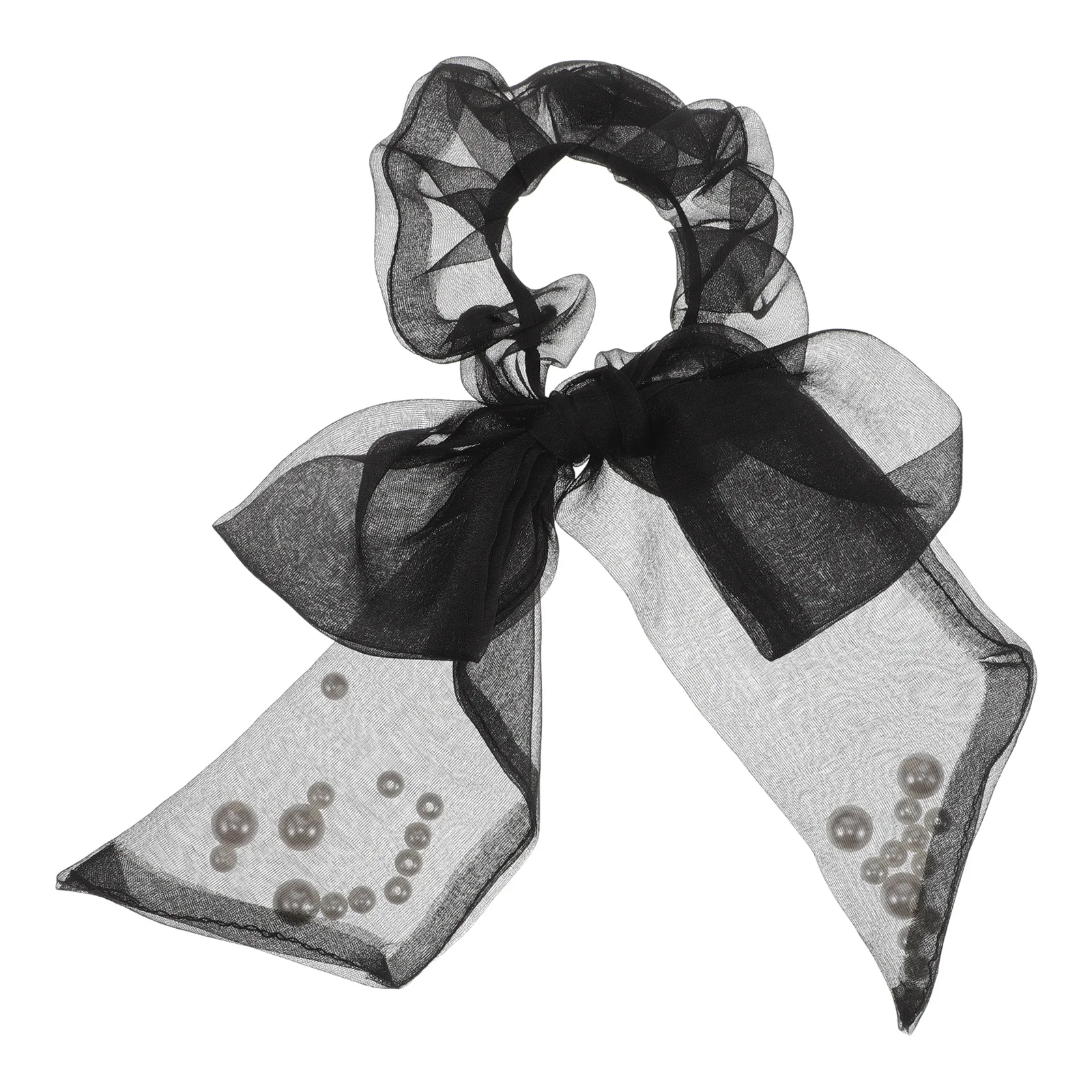 

Bow Ribbon Hair Tie with Beads Elegant Scrunchy for Girls Women Secure Hold No Damage Stretchy Hair Accessories Party Wedding