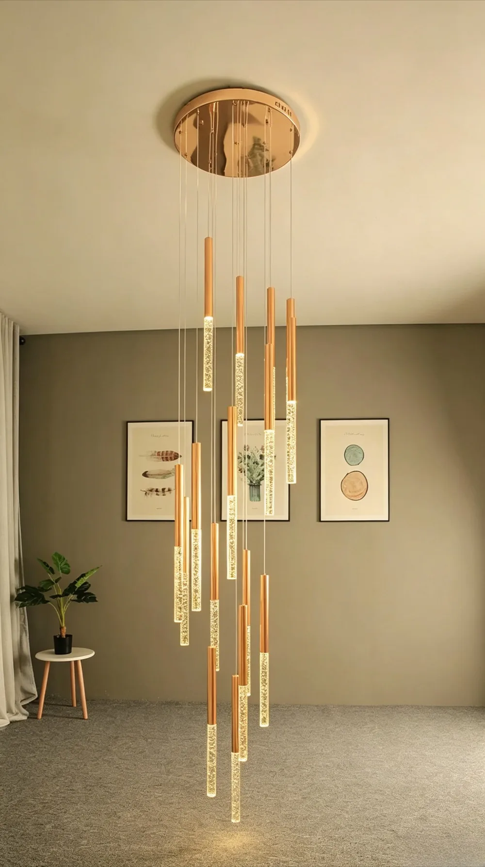 Modern LED Large Long Crystal Chandeliers Light Fixtures for Staircase Stair Lamp Luxury Hotel Villa Bedroom Hanging Lamps Loft