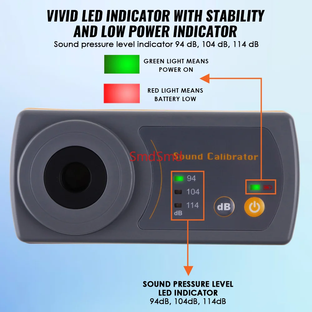 Sound Level Meter Calibrator Compact Size 114dB 94dB 104dB Calibration Level  For 1/2