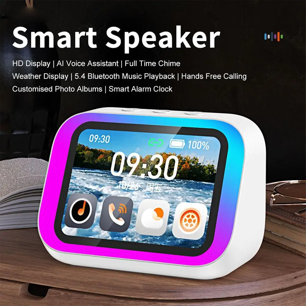 TF26 Pro Smart Wireless Speaker AI Voice Assistant Smart Display Music Player Weather Alarm Clock Photo Album BT 5.4