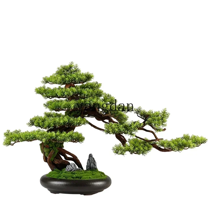 YD simulation welcome pine bonsai green plants potted plants living room home decoration new Chinese ornaments