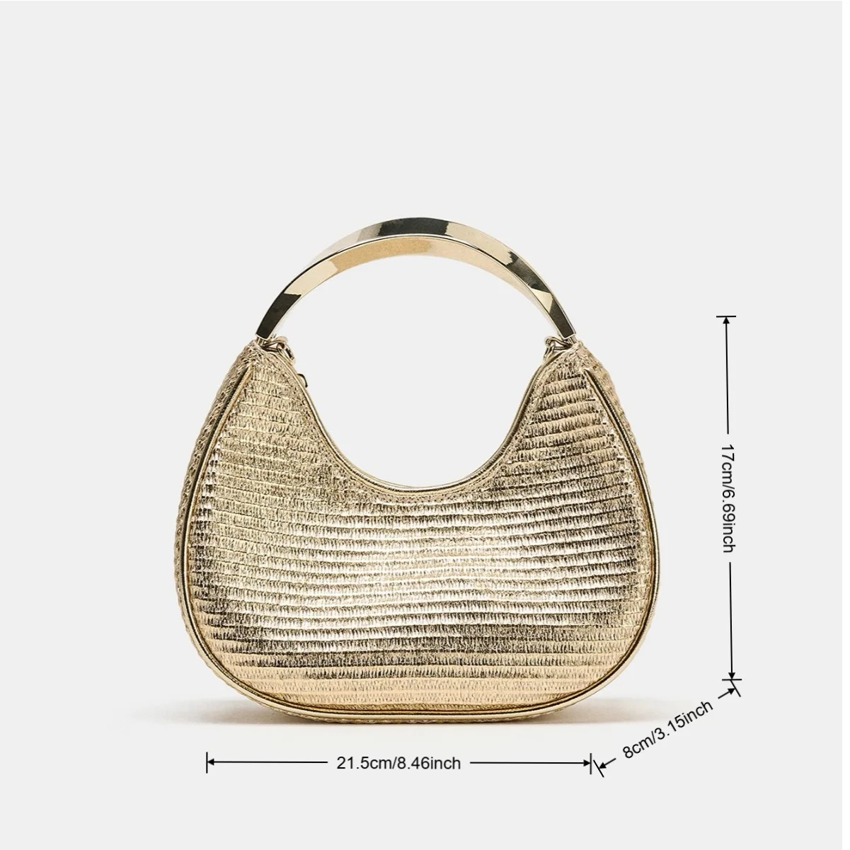 Women Luxury Golden Textured Hobo Bag Metal Top Handle Evening Clutch Bag Detachable Crossbody Chain Strap Party Wedding Handbag image 4