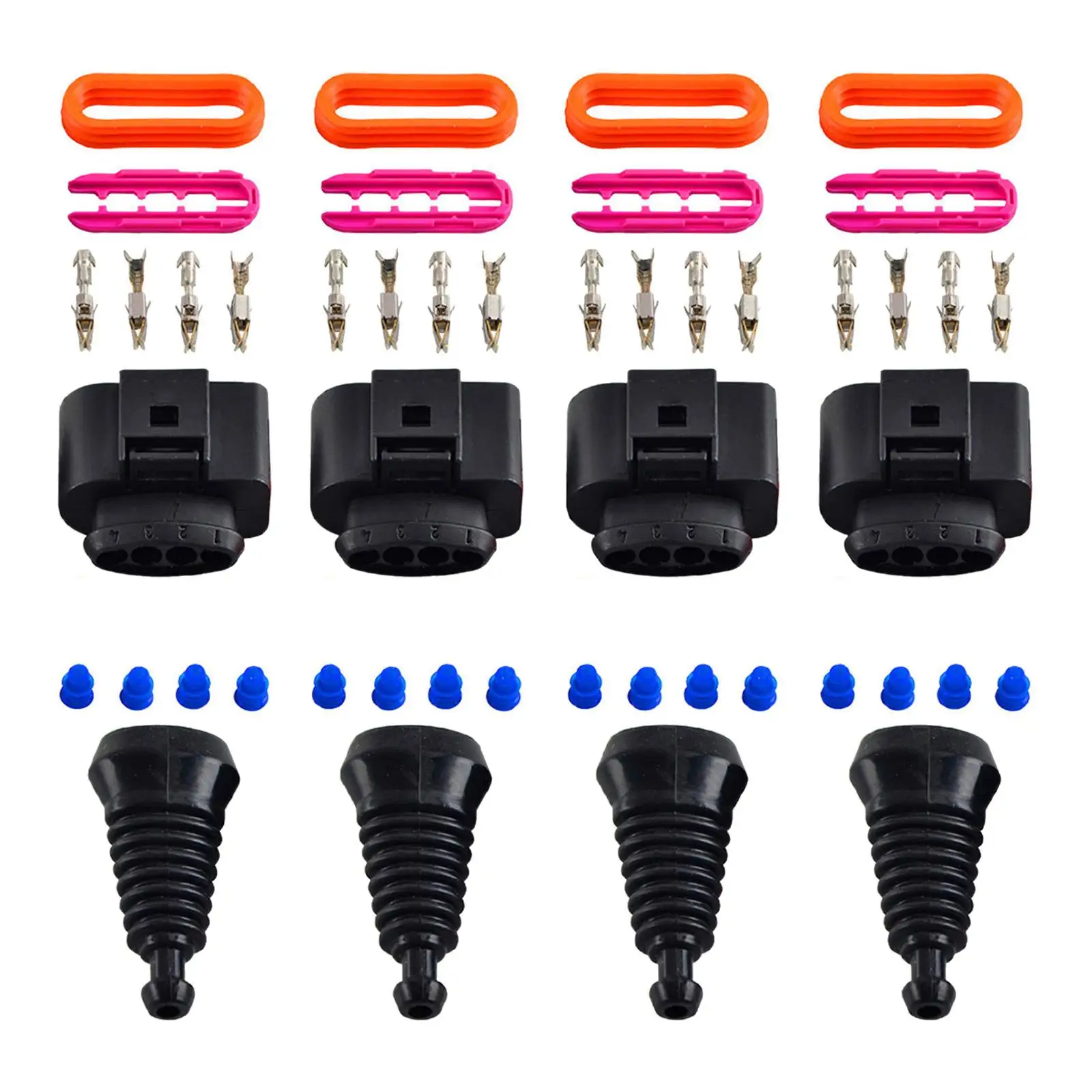 4Pcs Ignition Coil Connector Easy to Install Harness Connector Durable Plug for A4 Accessory 1J0998724 Parts 1J0973724