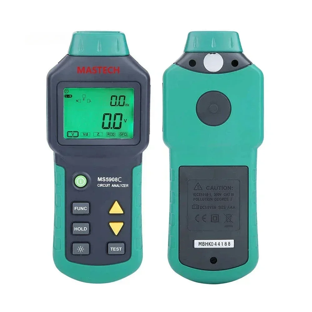 Disjuntor Mastech-lcd com Tensão Medidor Gfci Testador de Rcd Medidor Ac100240v Ms5908a Ms5908c