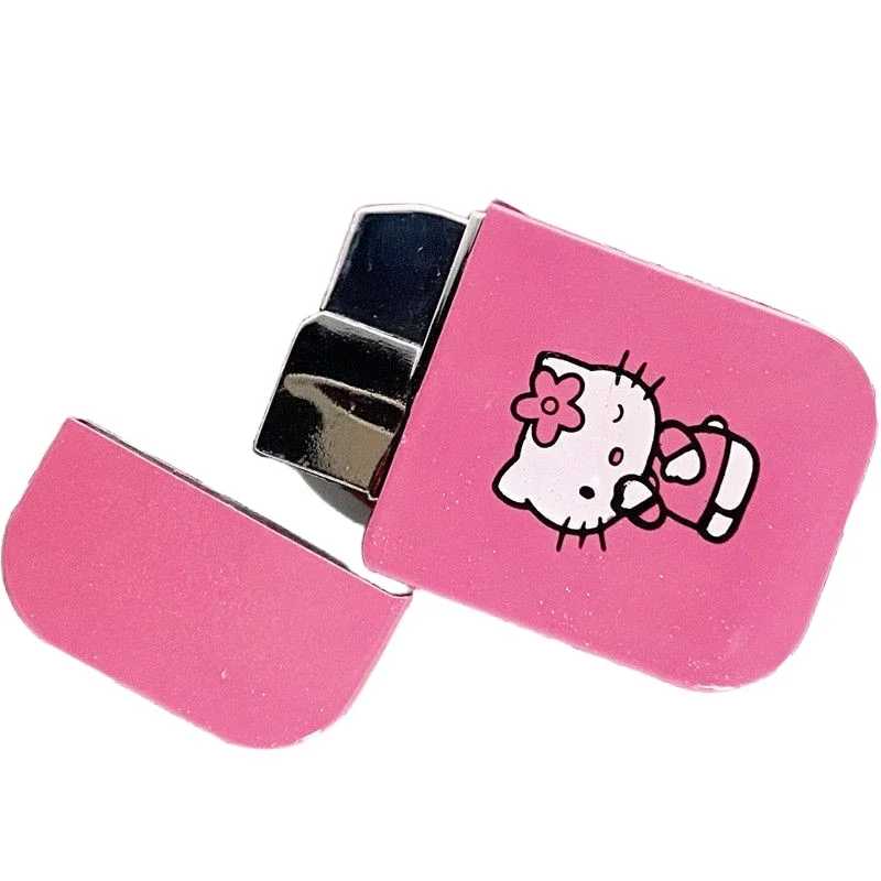 Hello Kitty Anime Cartoon Figure Kawaii Creative Windproof Pink Flame Lighter KTV Bar Personality Cigarette Lighter Holiday Gift