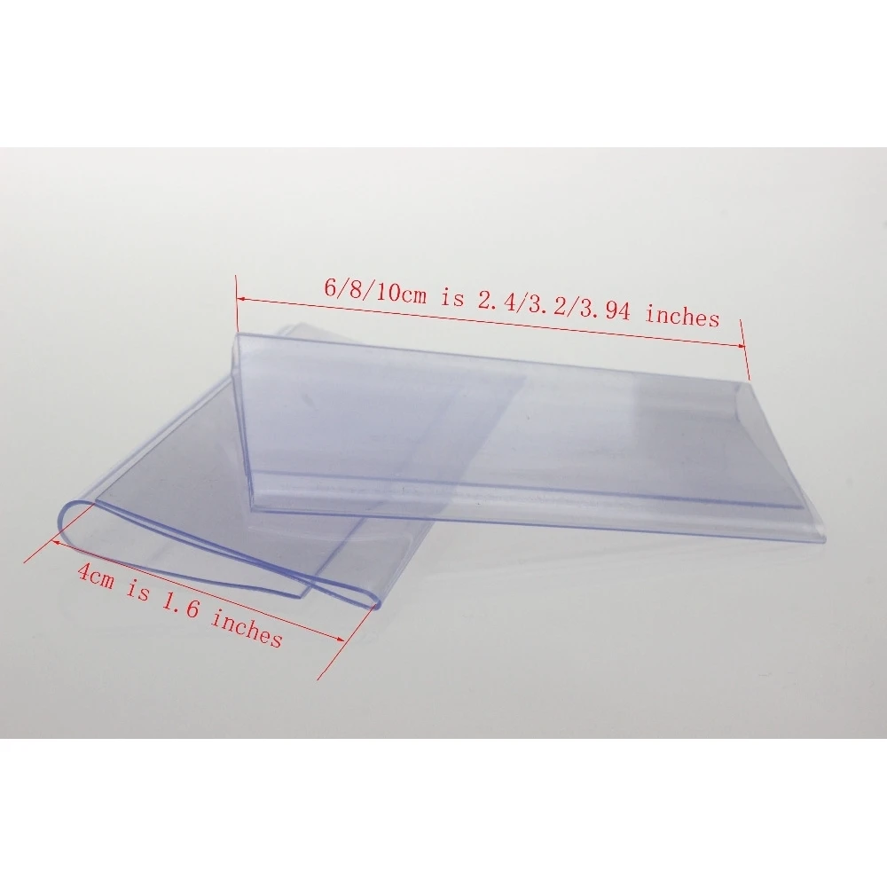 10/8/6cmx4cm Clear Plastic Pvc Price Tag Sign Label Display Clip Holder For Supermarket Store Wood Glass Shelf Fitting 50pcs