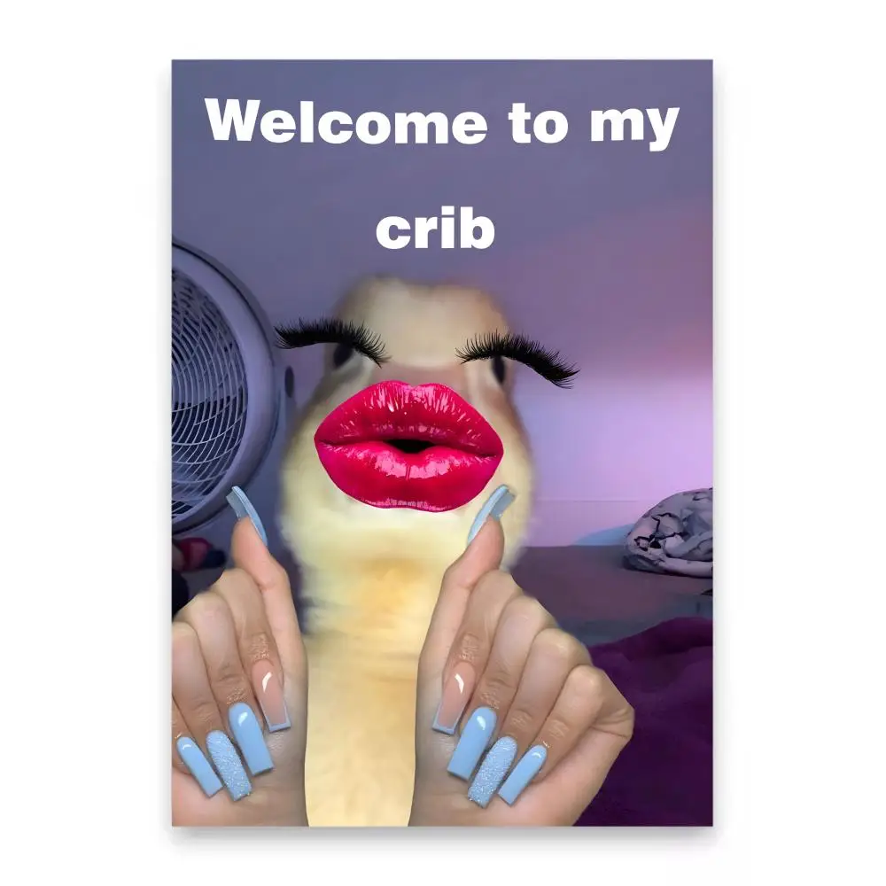 Affiche de canard drôle de bienvenue à mon berceau, autocollant d'espace parfait, auto-adhésif pour bureau, Home cinéma, décoration murale, cadeau fantaisie