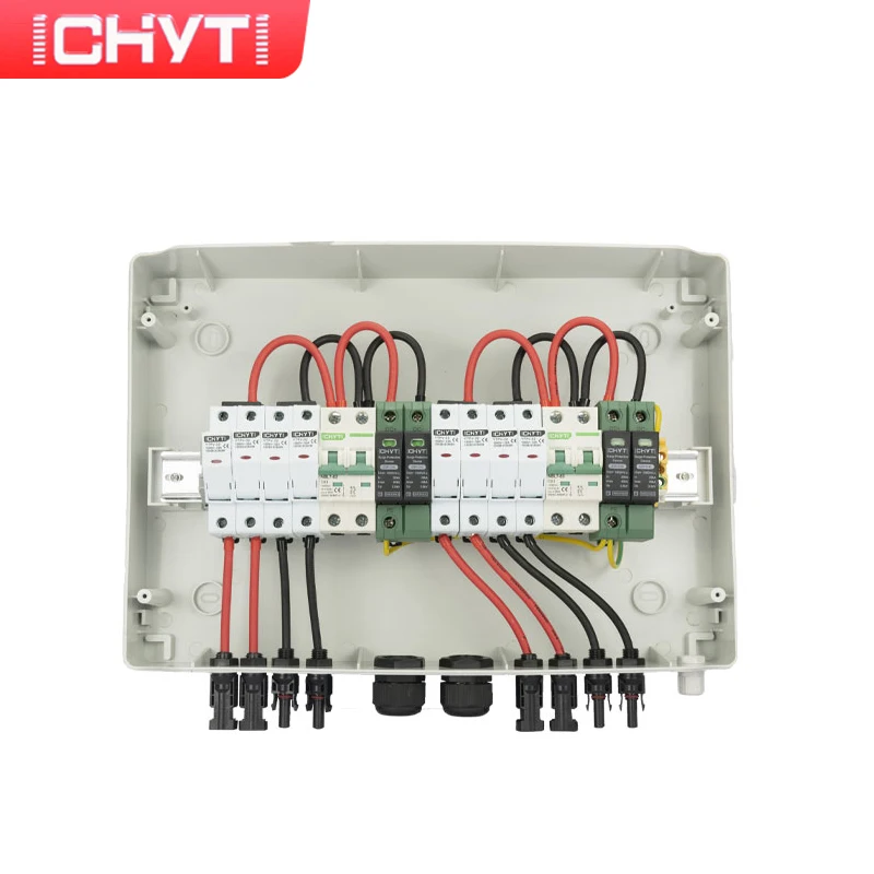 CHYT 4-in-2-out 1000V Solar Surge Lightning Protection IP65 Waterproof PV DC Combiner Box 2022 New Product