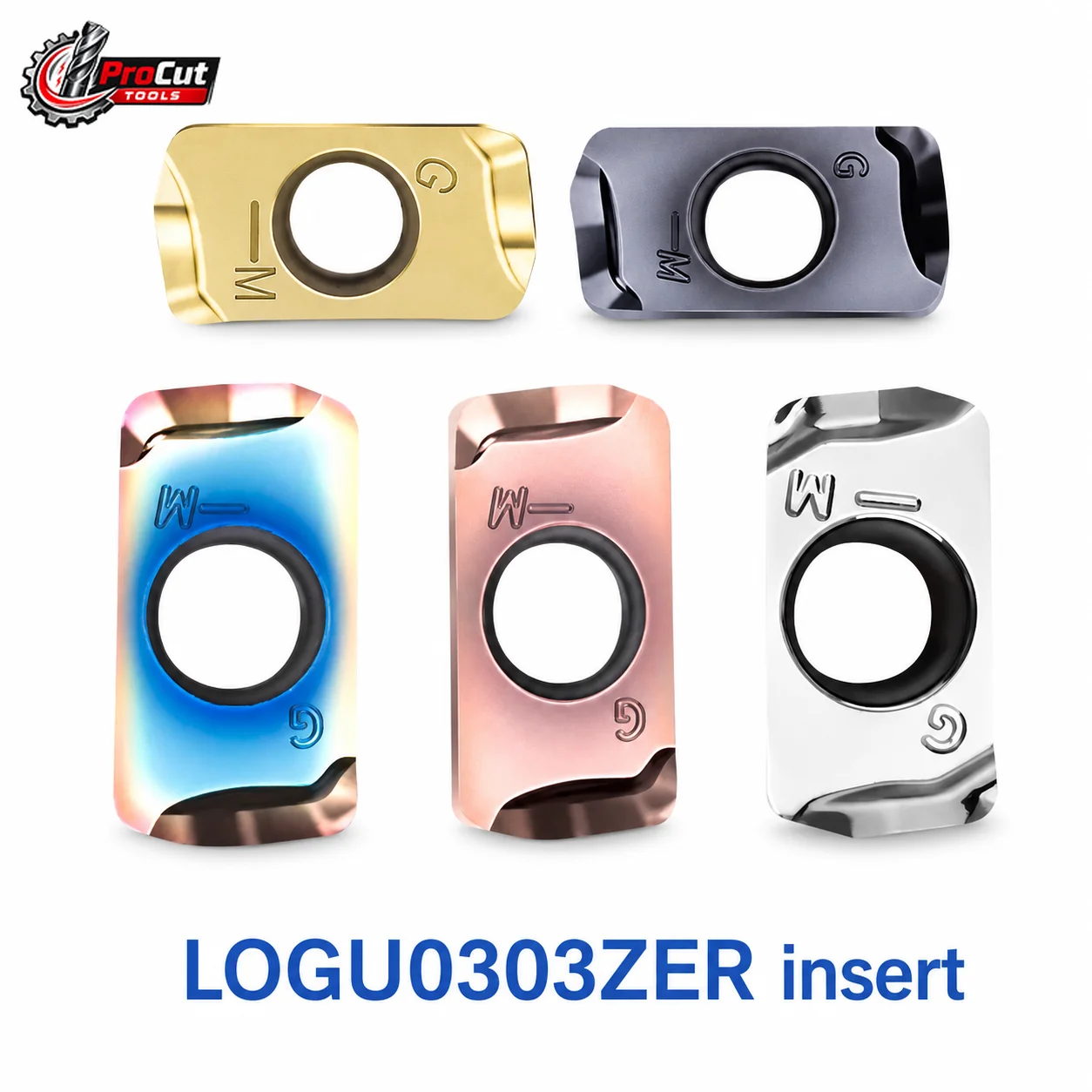 LOGU0303ZER XLOGU0303ZER Double Sided 4 Corners 90 Degree High Feed Milling Inserts Fit MFH03R Tool Holder
