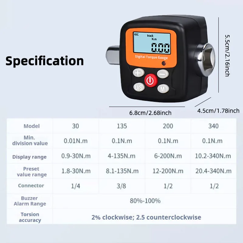 Digital Torque Wrench Adapter Precision Electronic Torque Tool Converter for Automobiles, Bicycles, DIY and Home Repairs