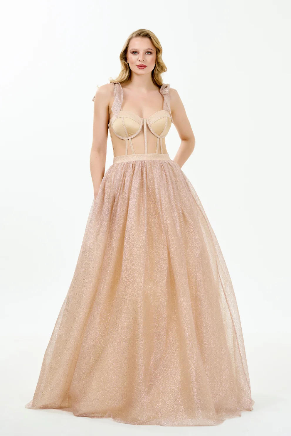 

Изысканные тюлевые плиссированные банты по индивидуальному заказу, прозрачные бретели, длинные платья, платья на заказ, доступные размеры, официальное сочетание