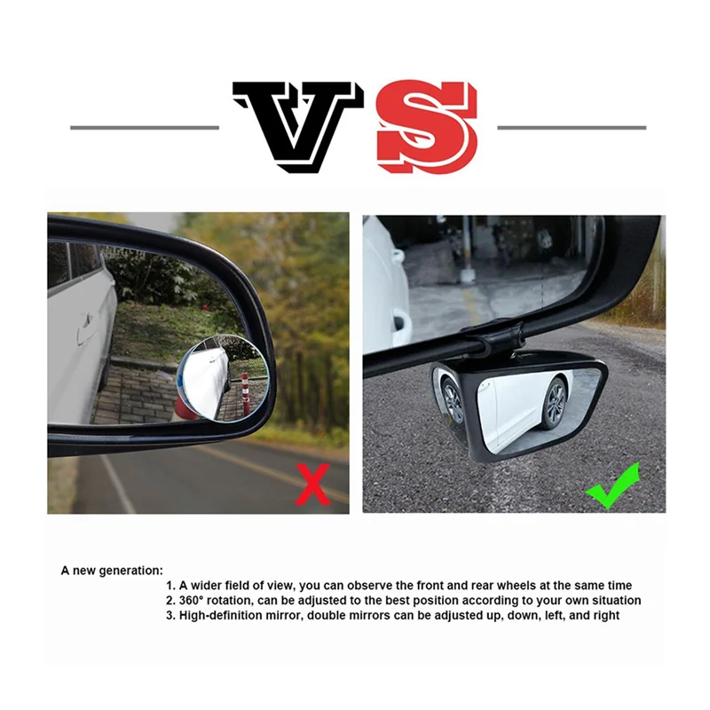 

1 Pair Side Mirror Blind Spot Wide Angle Mirror Reversing Mirror Rear View Mirror Car Exterior Wing Mirror Durable Easy To Use