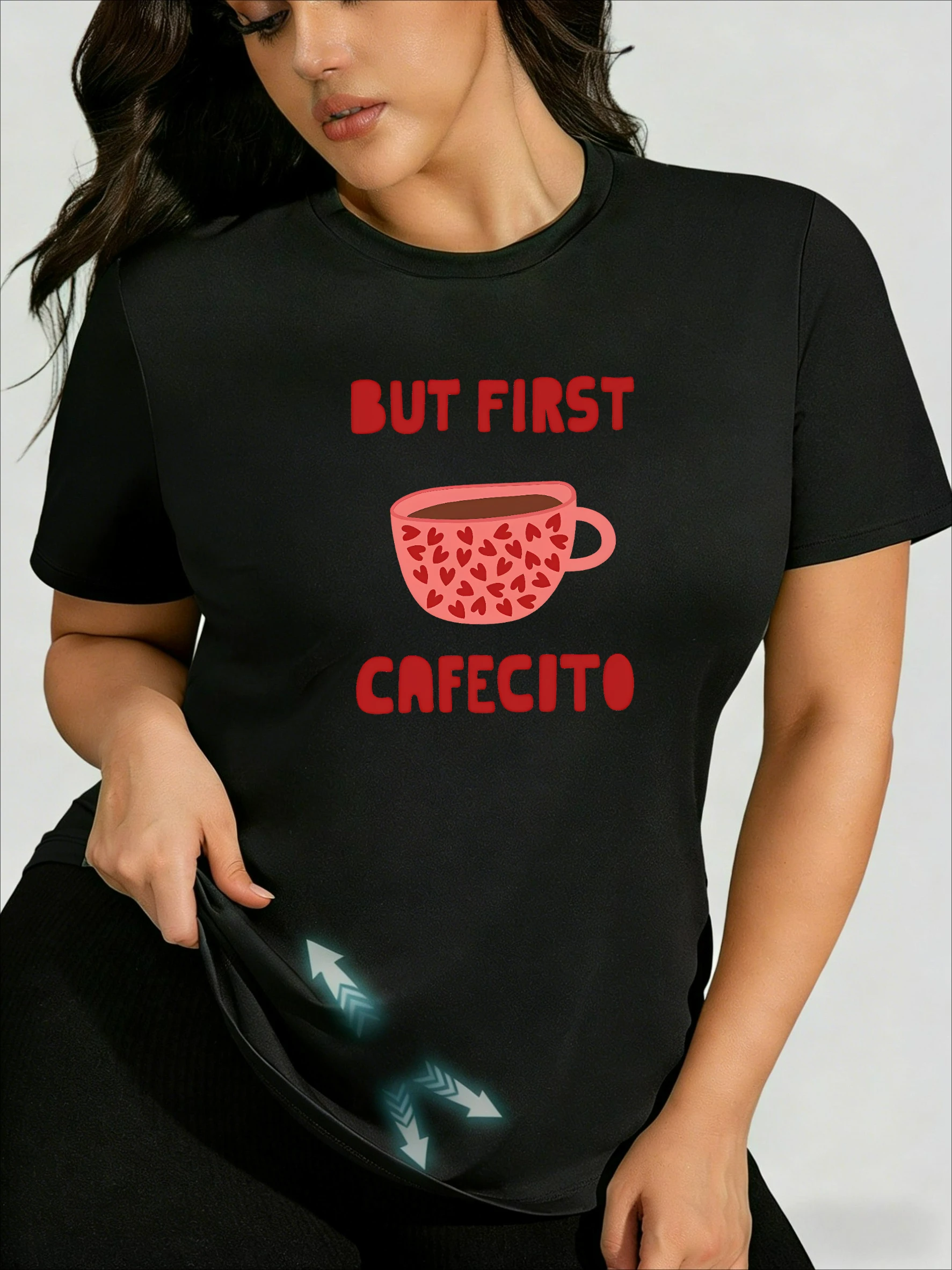 

Кружка для кофе с принтом в виде сердца! Женская футболка больших размеров, стильный и сексуальный повседневный топ в стиле Y2K