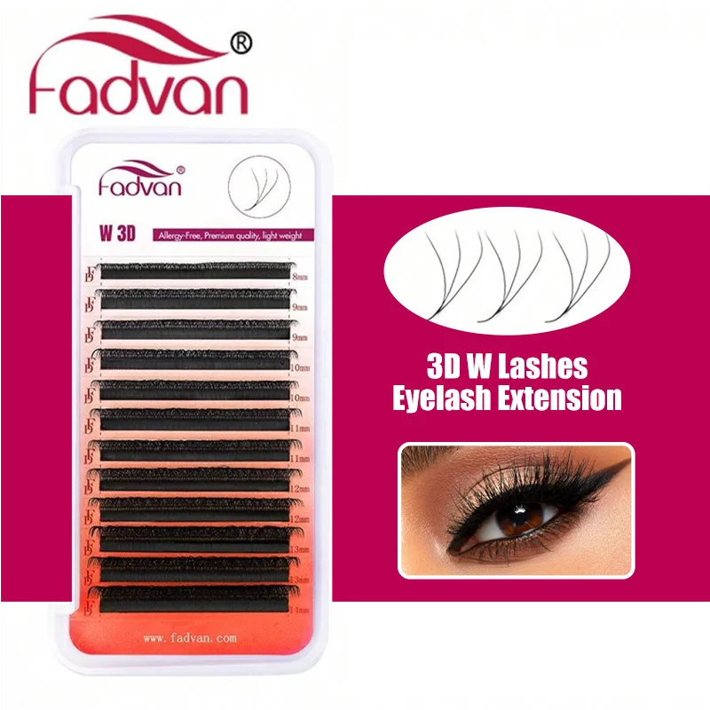Fadvan Fan Lash 3D W Lashes 0,07 C/D CurvedPremade Extensions Natürliche weiche schwarze Wimpern Faux Mink Einzelwimpern