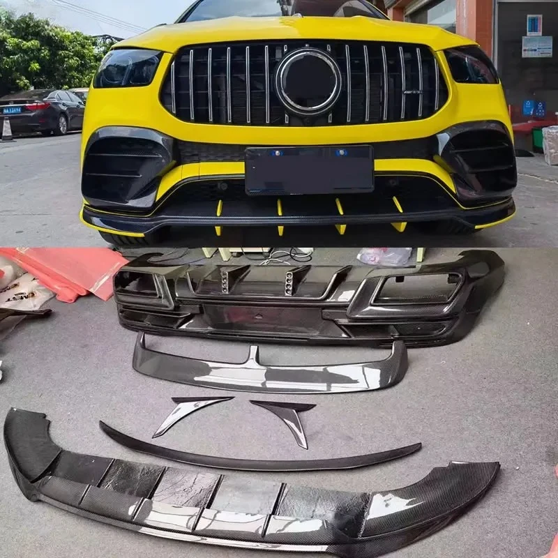 

Для Benz W167 C167 GLE Coupe Gle63 GLE53 передний бампер из настоящего углеродного волокна, задний диффузор, спойлер, комплект кузова автомобиля