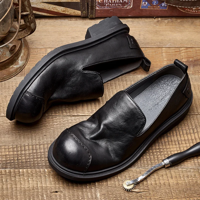 Lazy Slip on Super Soft Cow Leather Breathable Driving Car Shoes Youth Business Casual Big Scalp Oxfords Men Must Have