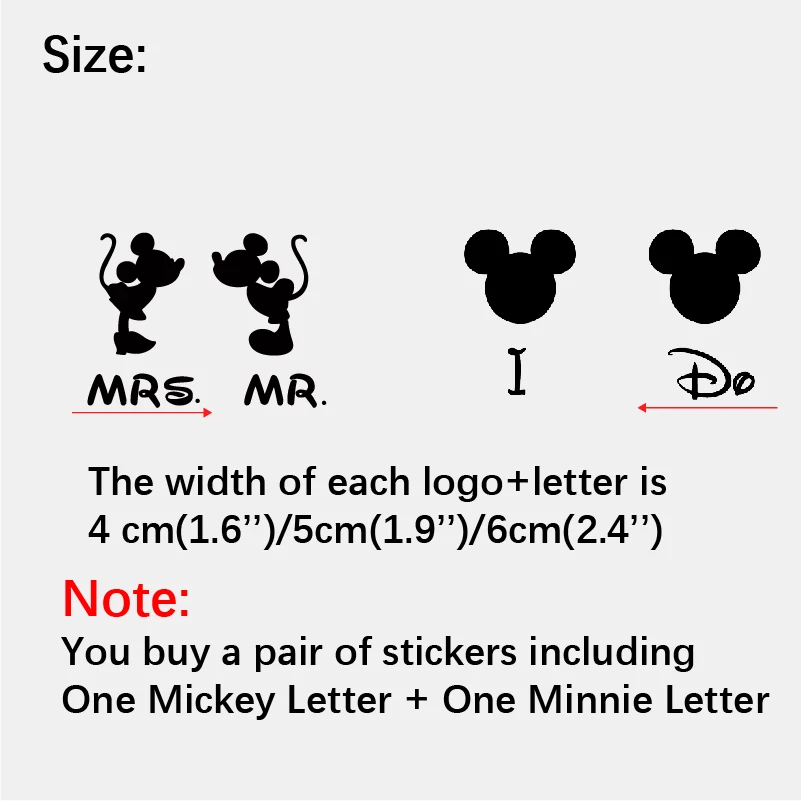 Mickey and Minnie Wedding Day Bride Shoe Vinyl Sticker Decals Princess Prince For Wedding Accessories Shoes Decoration Decal