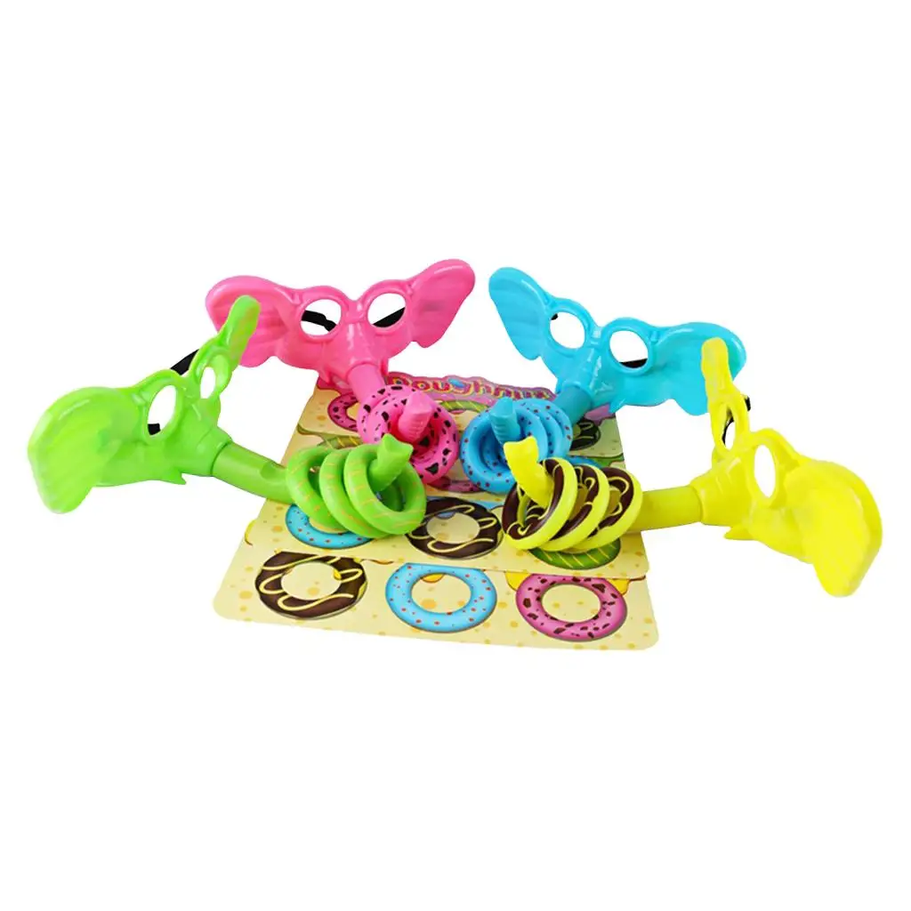 لعبة الرمي الكرتونية مع 4 قناع فيل و12 حلقة، ألعاب عائلية ممتعة #2