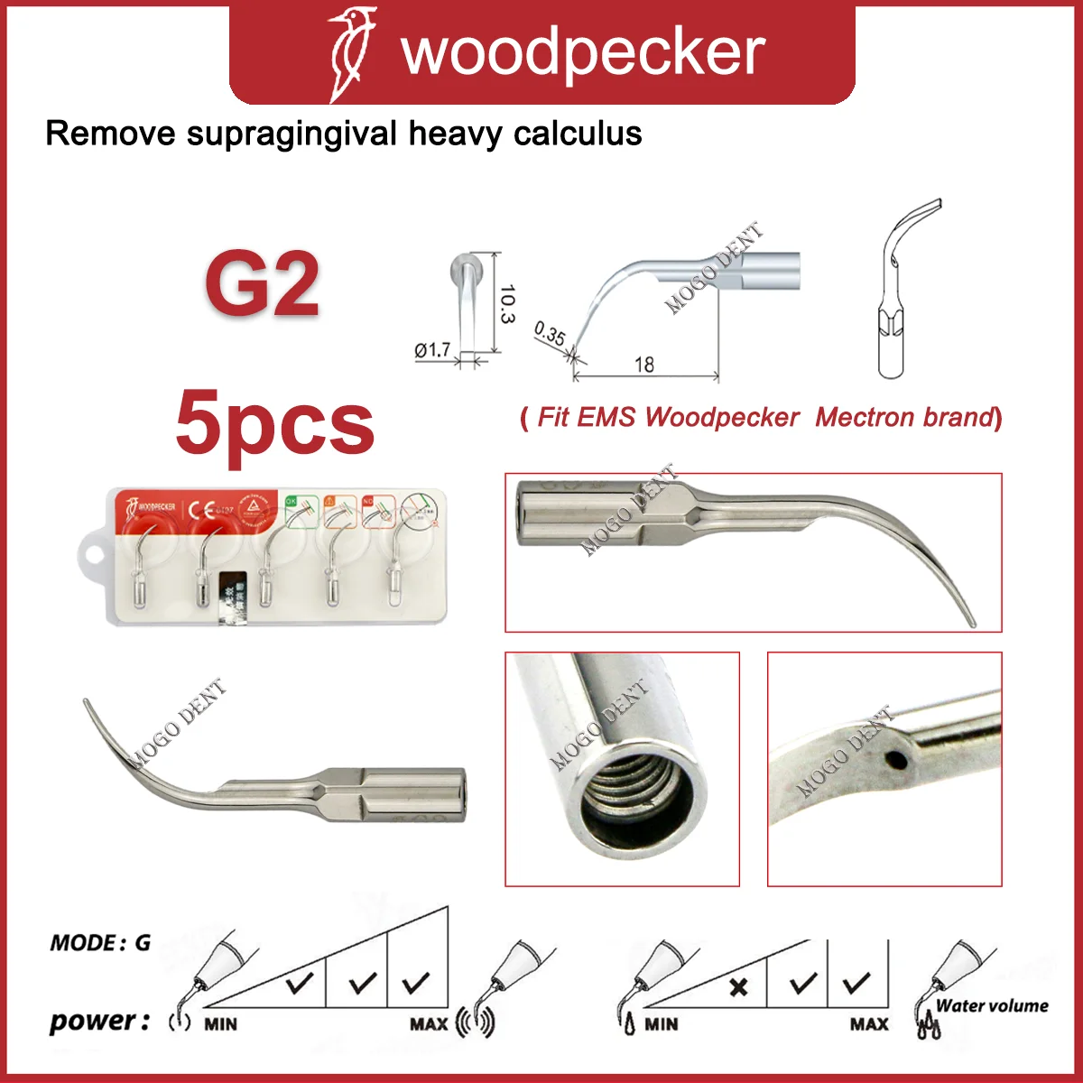 Specht Tandheelkundige Ultrasone Piezo Scaler Handstuk HW-5L Scaler Tips G1 G2 G3 P1 P3 P4 Fit EMS En Mectron Ultrasone Scaler