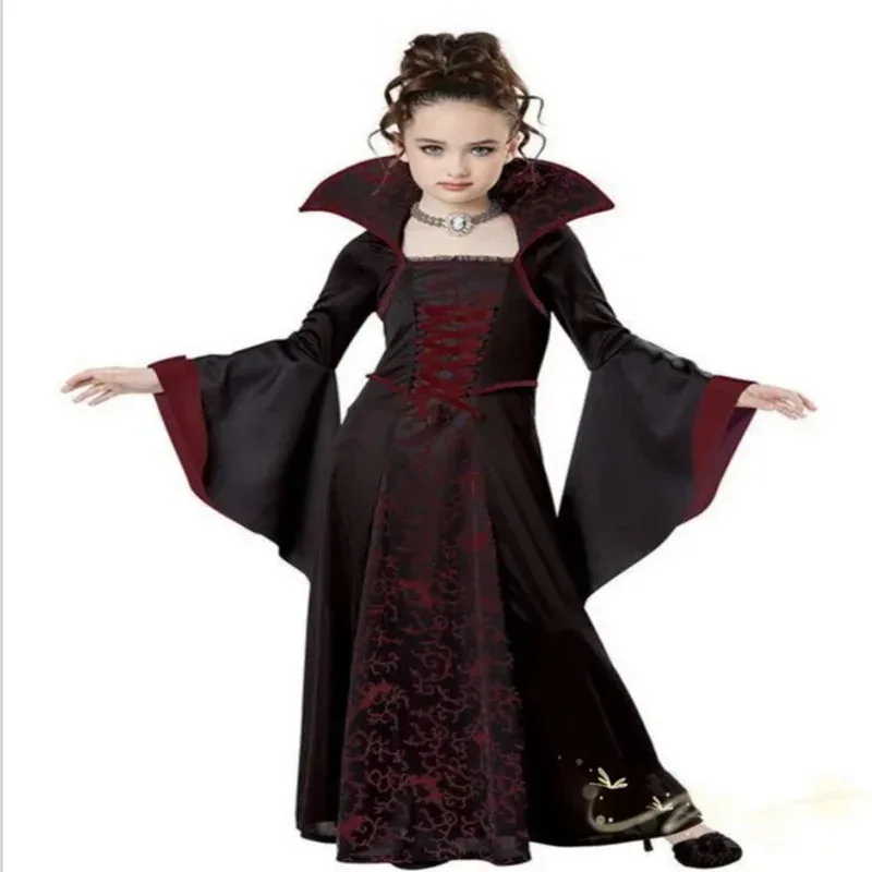 Scarlet Witch Halloween Costume For Kids Girls Vampire Cosplay Costume Disfraz Halloween Mujer Child Clothes For Party
