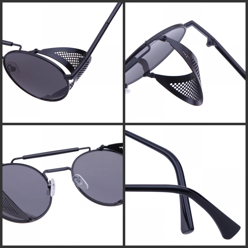 WHO CUTIE 2026 Round Steampunk Goggles Sunglasses Men Brand Designer Vintage Retro Circle Metal Iron Man Punk Sun Glasses OM143 view 6