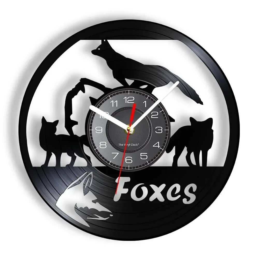 Fox Portrait Vinyl Record Wall Clock Home Decoration Children's Room Forest Animal Mural Art Modern Design Fox Shadow Wall Watch