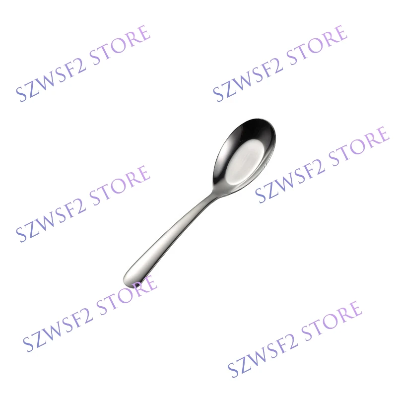 14cm Stainless Steel Flat Utensil Spoon Flat Utensil Spoon Flat Bottom Spoon Portable Long Handle Soup Spoon E2