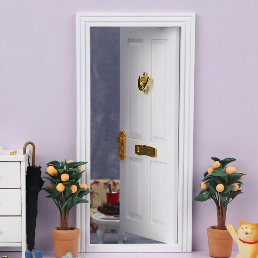 1pc mini ornamento de porta de madeira em miniatura para casa diy decoração mini porta de madeira artesanato móveis em miniatura adereços decorativos