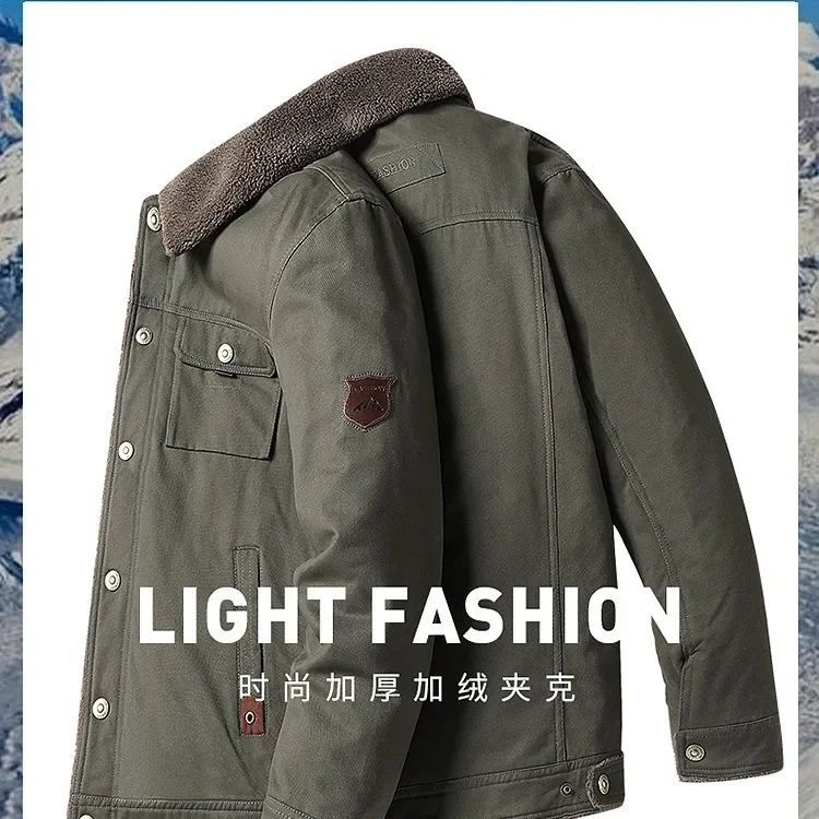 Casual Warm Men's Coat Casual Lamb Parka Men Trendy Jacket Winter Men New Thickened Jacket Male Army Velvet Clothes Men Outdoor