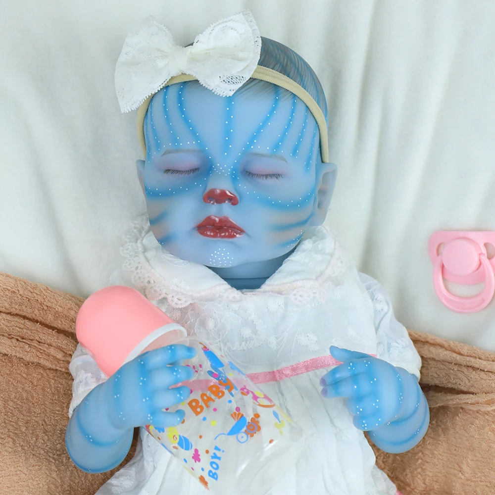 18 pollici Loulou Avatar Full Body Vinile Reborn Baby Doll Fatto a mano Realistica Pittura 3D Reale Del Bambino Del Silicone Neonato Bambino Bebe Doll