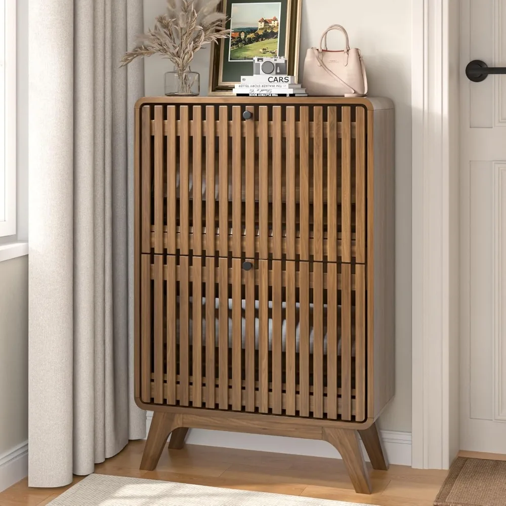 

Entry shoe cabinet storage space with grooves, narrow small shoe cabinet for entrance