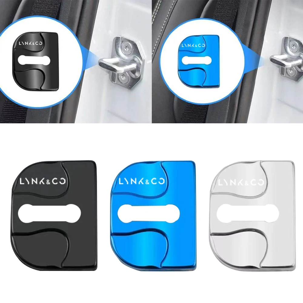 

4pcs Car Door Lock Buckle Protection Cover Anti-rust Waterproof for Geely lynk co 01 02 PHEV 03+ Cyan Racing 06 EM-P Halo PRO