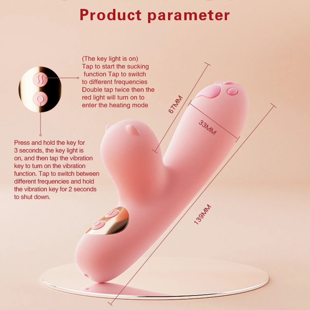 Cute Vibrator Female Powerful Clitoral Suck Dildo Telescopic Rotation Masturbation Sex Toy Adult Goods For Adults 18+