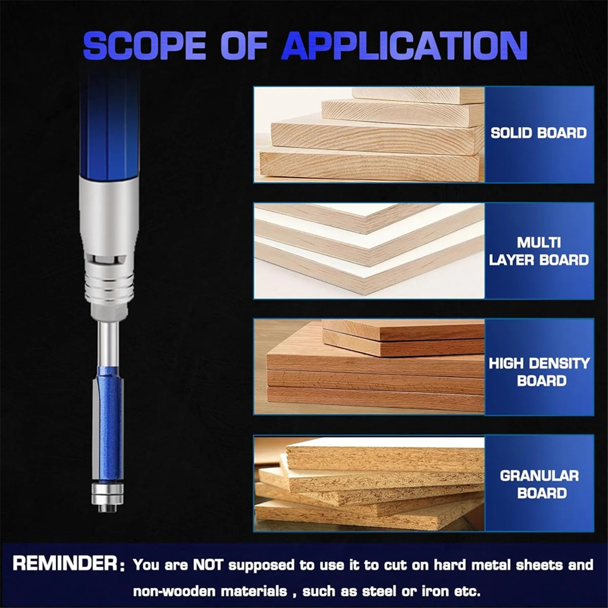 4PC Straight Router Bits1/4 Inch Shank,Bottom Top Bearing Flush Trim Router Bit Set Flush Cut Router Bit for Woodworking