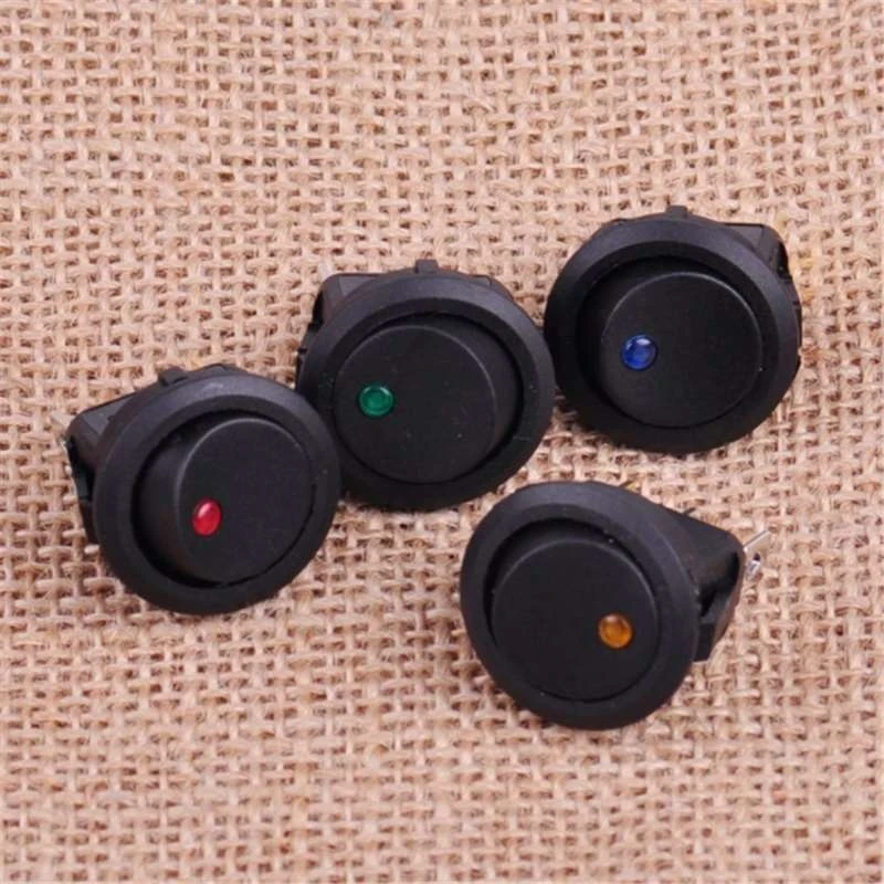 5Pcs ON/OFF 12V Round Rocker Dot Waterproof LED Light Luminescence Toggle Switches Car Accessories