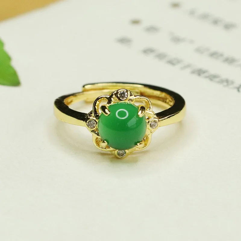 

Ice green chalcedony ring agate finger ring fashion jewelry
